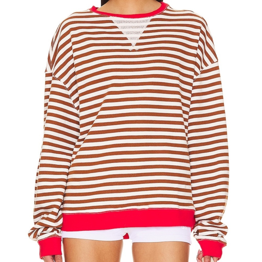 Free People x We The Free Classic Striped Crew in Coffee Combo Size Medium